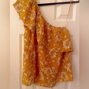 Boho, Madewell off-shoulder, flowy, floral, silk top.
